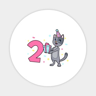 I am 2 with cat - girl birthday 2 years old Magnet